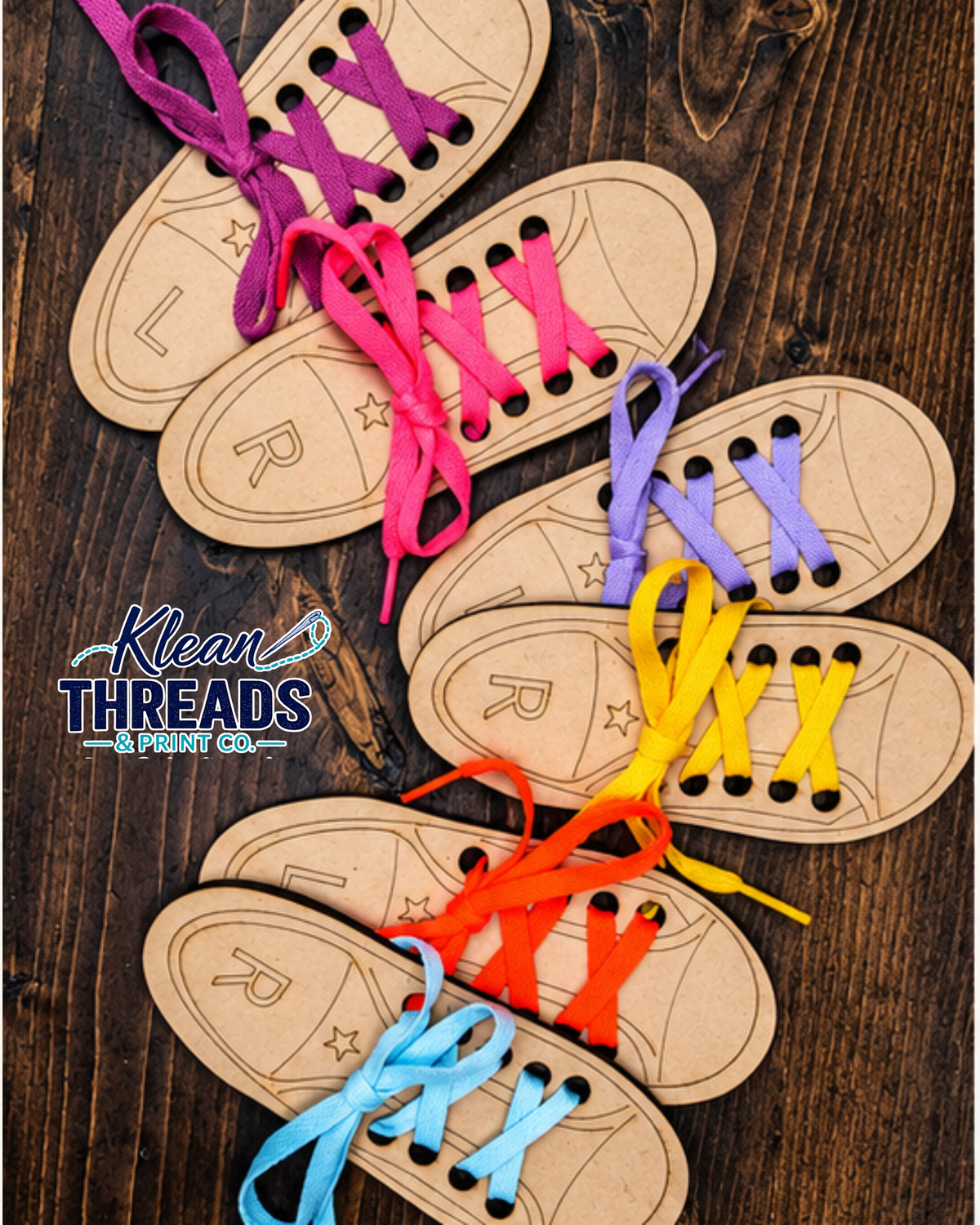Wooden Shoe Tying Practice Board Set