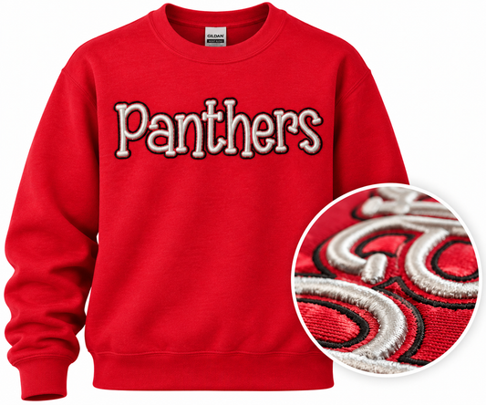 Youth Panthers Puff Embroidered Crewneck Sweatshirt